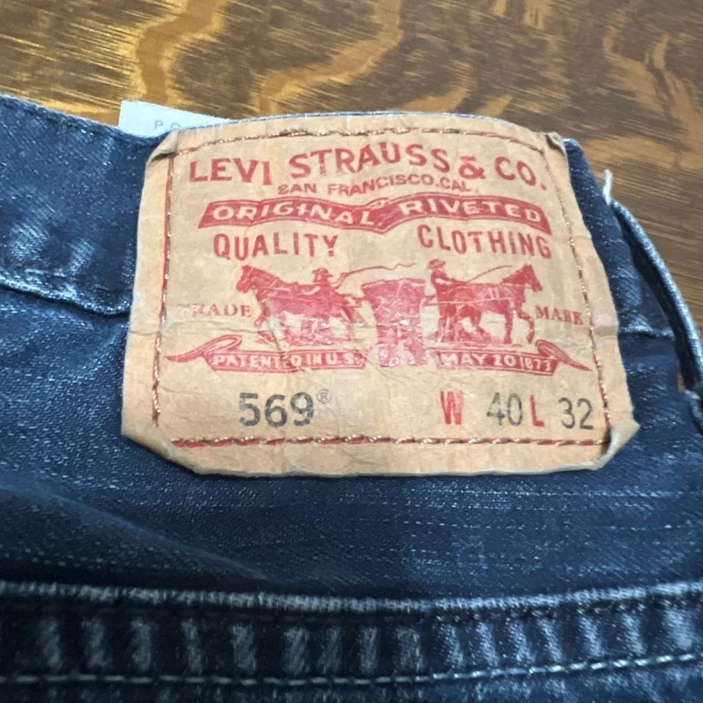 Levi's Jeans Mens 40x32 Blue 569 Loose Straight Dark Wash Denim